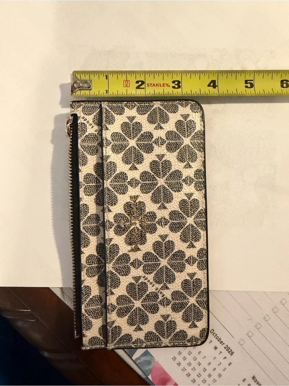 kate spade Black & Cream Floral Zip Card Pouch